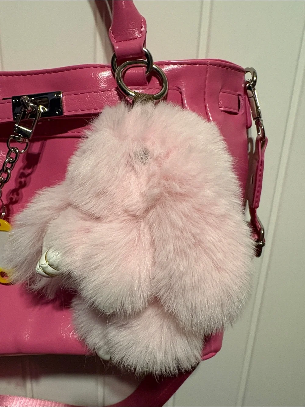 Viral Madden NYC' Faux Leather Handbag with Plush Bunny Charm-never used!!